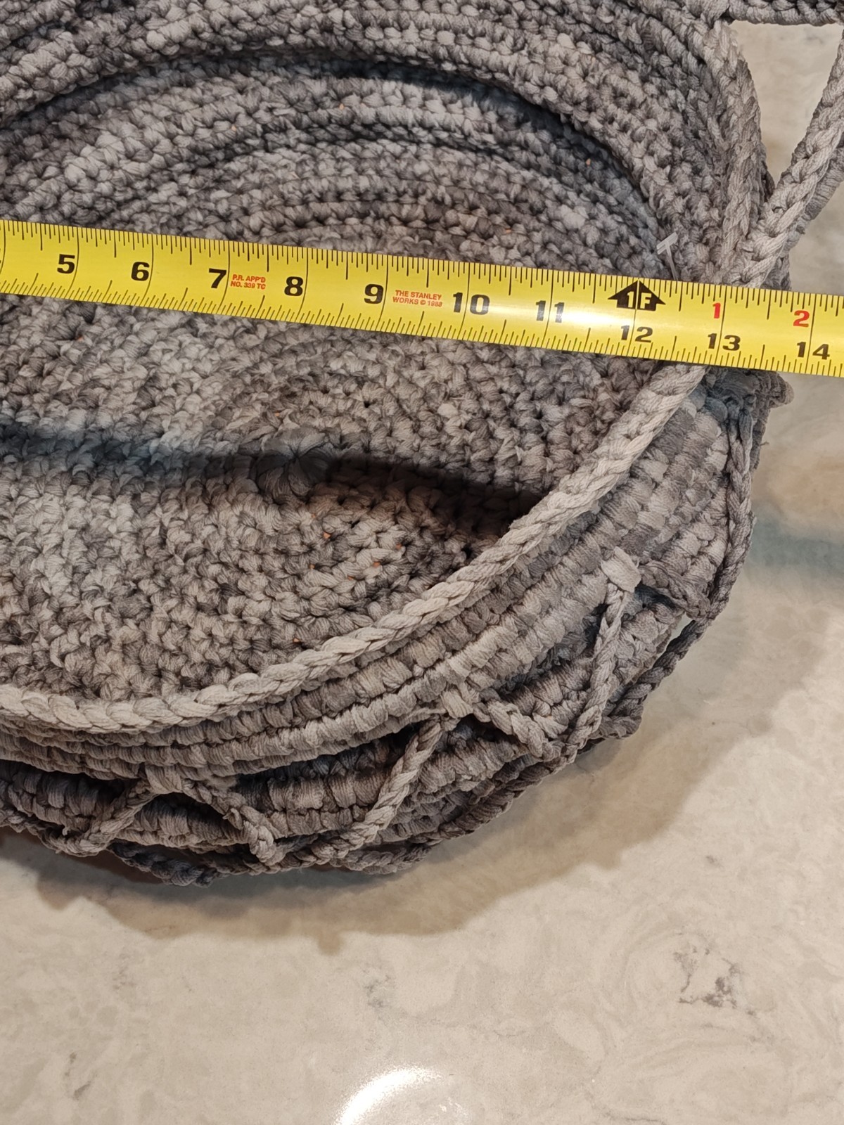 Handmade Crochet Basket Gray, Multi-Use Storage With Handles