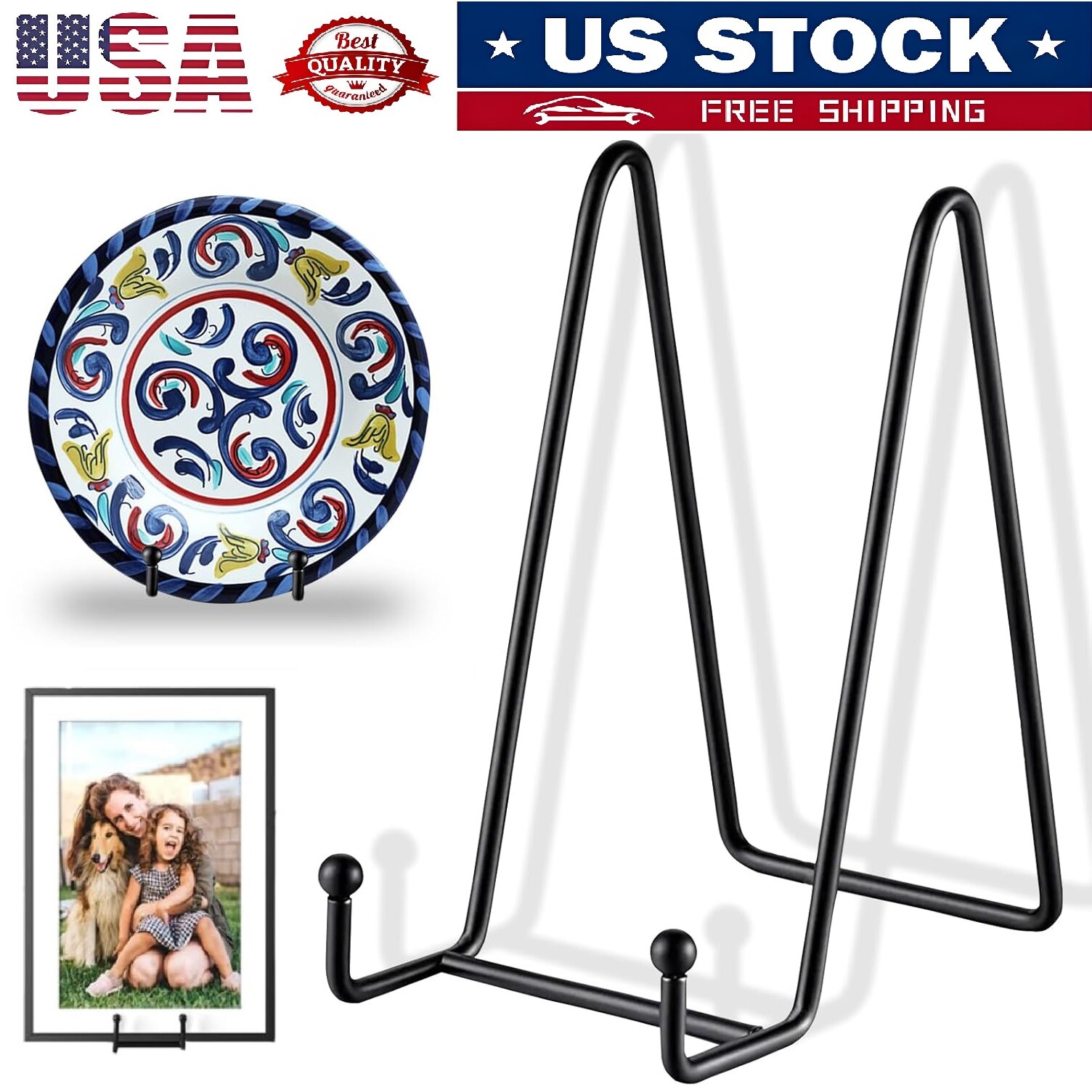 Metal Frame Holder Display Stands for Picture Plate Book Photo Easel 6″ 8″ USA