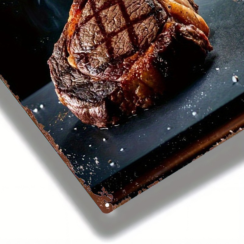 Metal Steak Sign 8×12 Inches Rustic Iron Wall Art