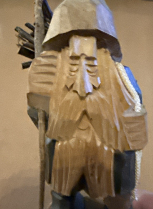 Carved Wood Gnome Forest Mountain Man Statue Figurine 6 1/4″