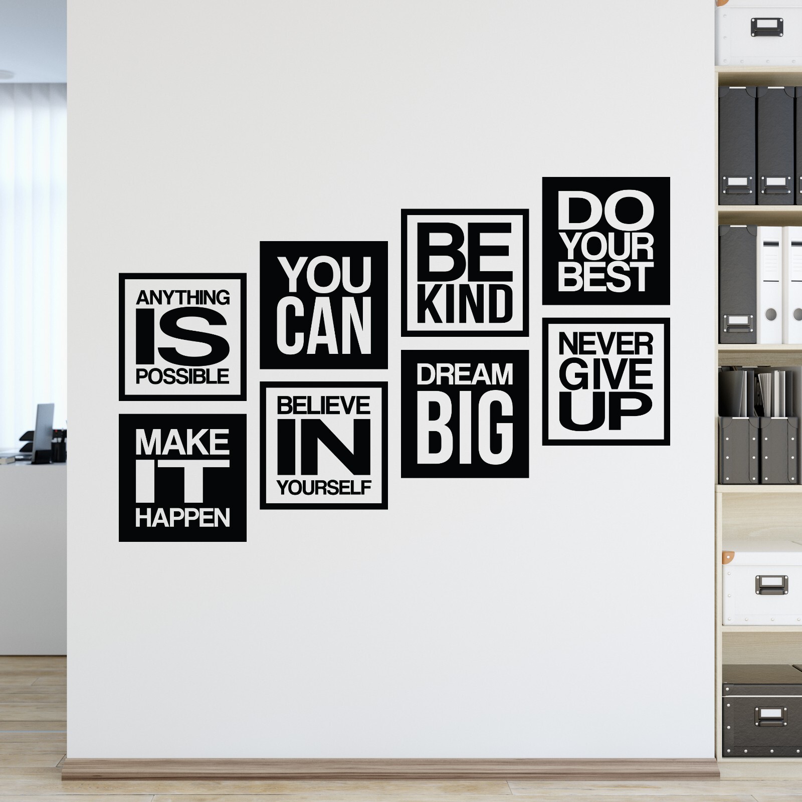 Set of 8 Motivational Wall Decal Sticker Quotes Inspirational Office Decor