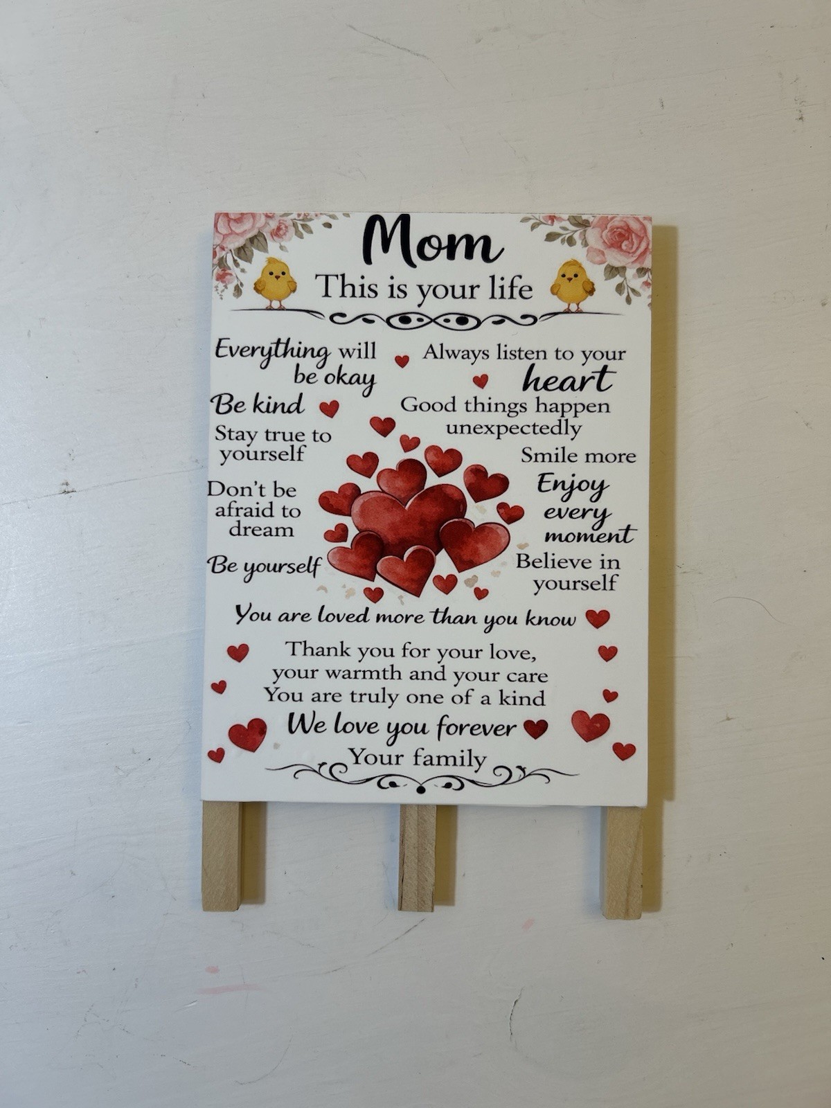 Mom Gift Plaque Wooden Sign Heart Message Gift for Mom Mother’s Day Decor 6×8