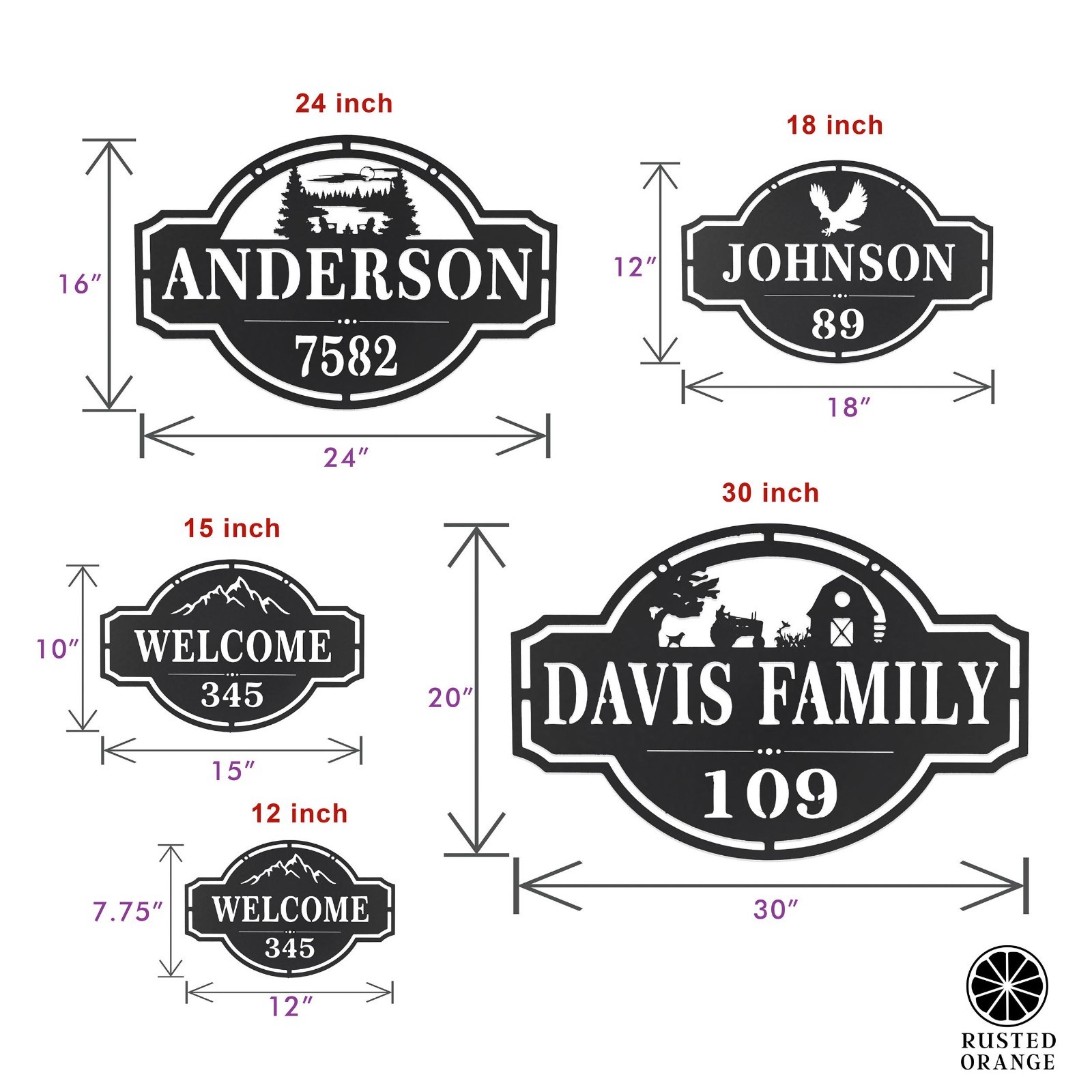 Personalized Metal Address Plaque: Rustic Wildlife Decor, House Number Sign