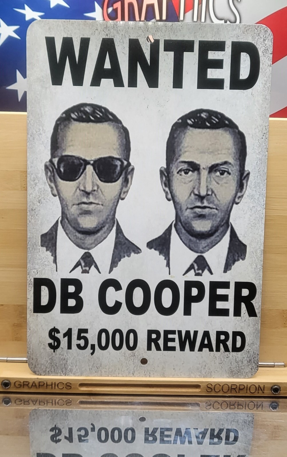 DB Cooper Wanted Aluminum Sign 8×12 in