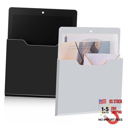 Feifeiya 2 Pcs Magnetic File Folder Wall 12.2 x 9.4 Inches Black Grey Vertical