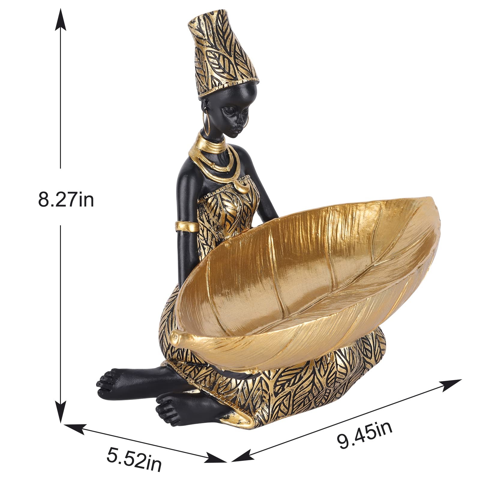 XIYOUQI African Tribal Lady Holders Figurine – Resin Gold Statue for Home Dec…