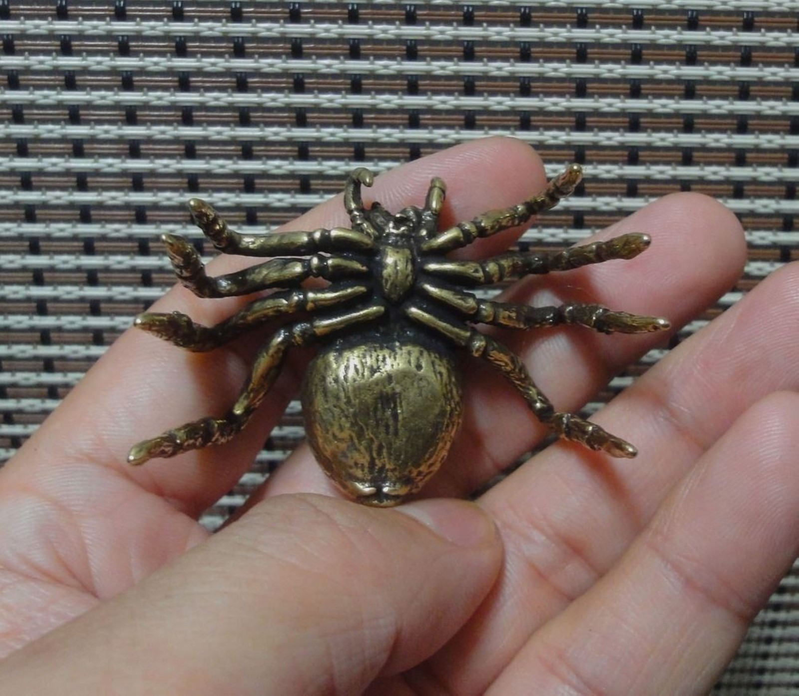 Vintage Solid Brass Spider Figurine Sculpture Paperweight for Home Decor