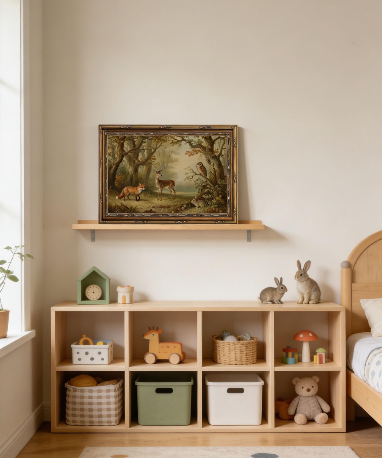 Vintage Gold Framed Wall Art Moody Woodland Animals Wall Art Whimsical Forest…