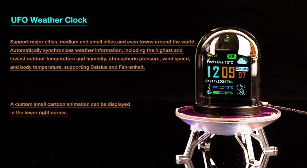 WiFi Nixie Tube Digital Alarm Clock with IPS Screen and RGB Lighting