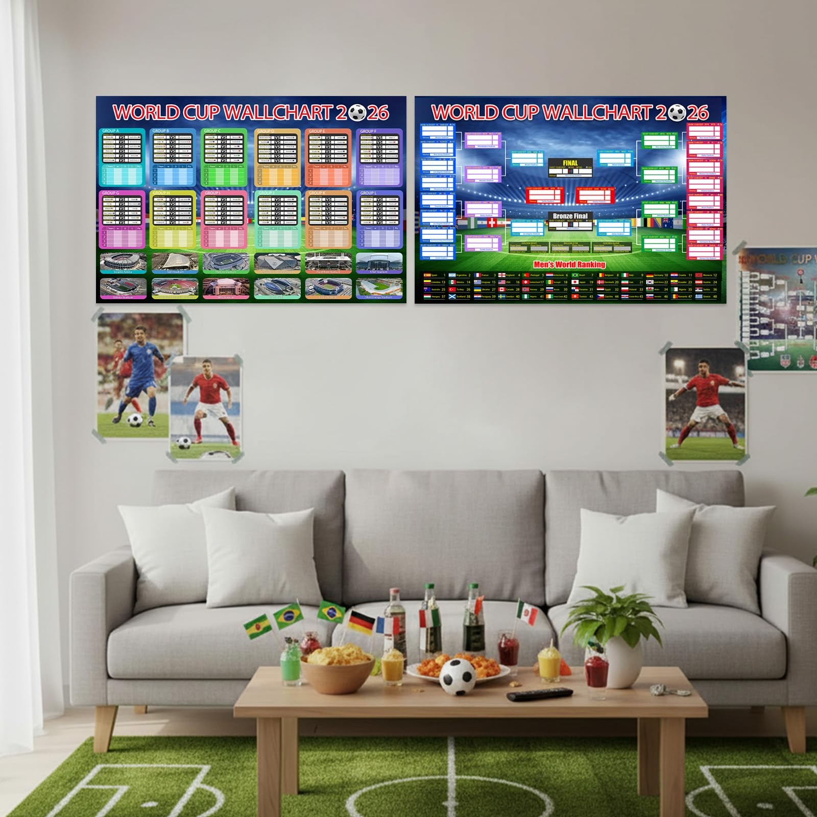 2Pcs World Cup Schedule Poster 2026&Final Round 48-Team Collection Showcase,F…