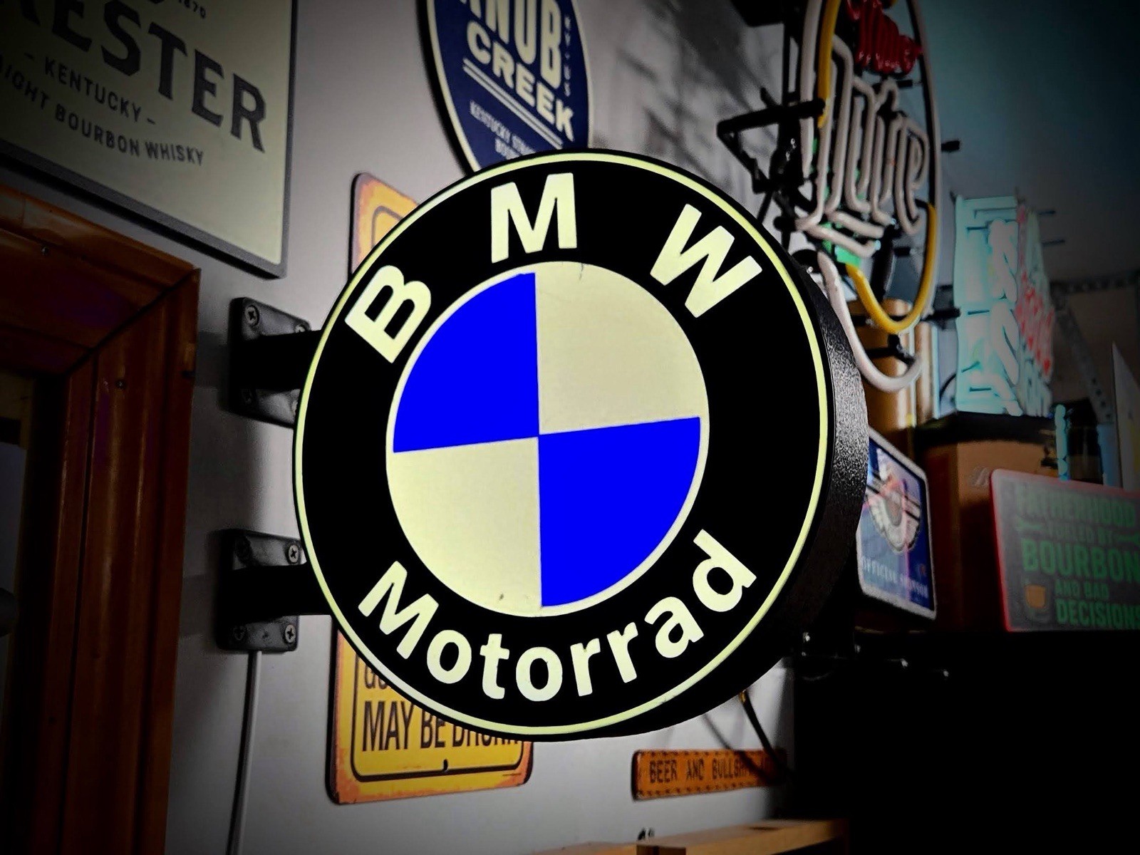 BMW Motorrad Round LED Light Box | Double Sided Sign RGB Option