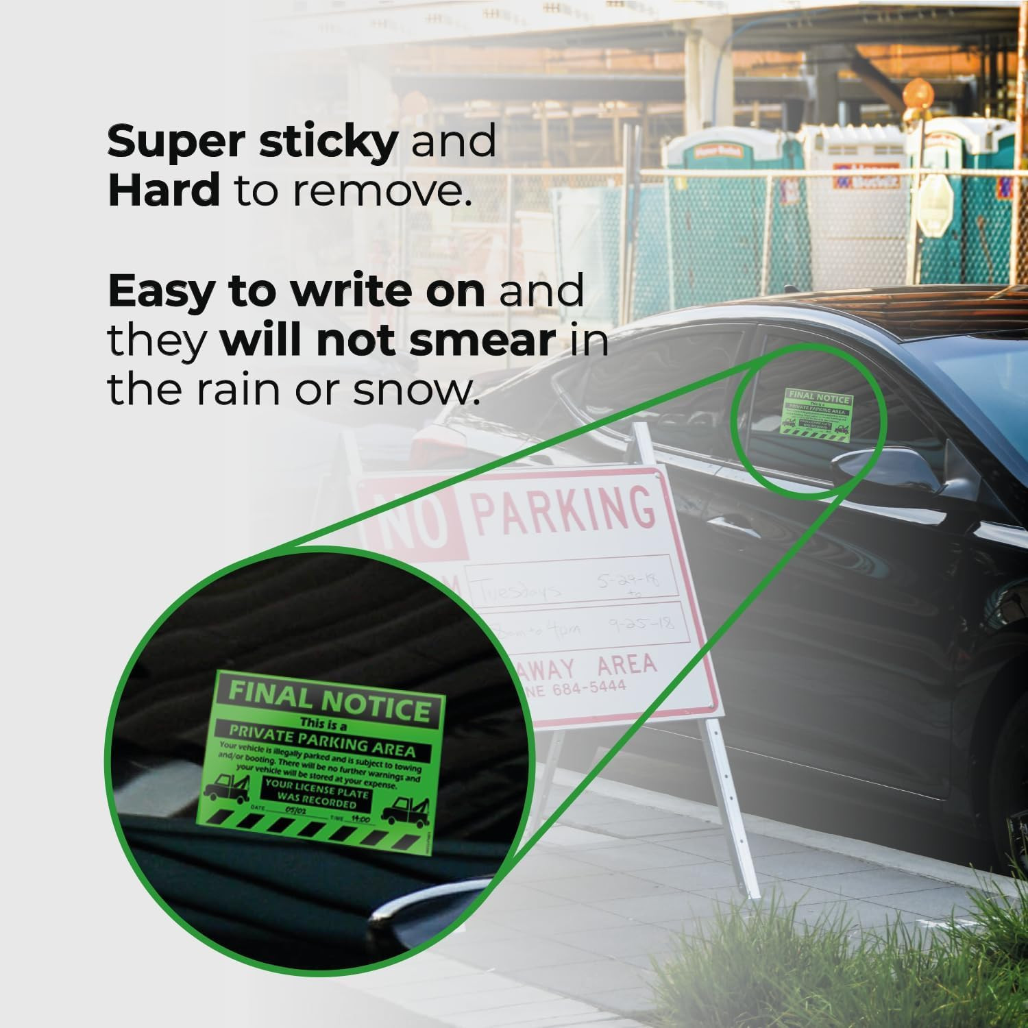 100 Parking Violation Stickers, 8X5 in – Super Sticky Final Notice Warning Labe