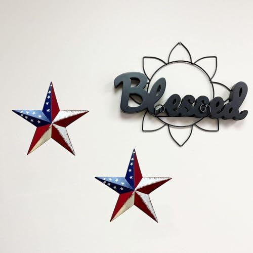 Rainbow Handcrafts Rustic Metal 3D Barn Star Patriotic Wall 8in Multicolor