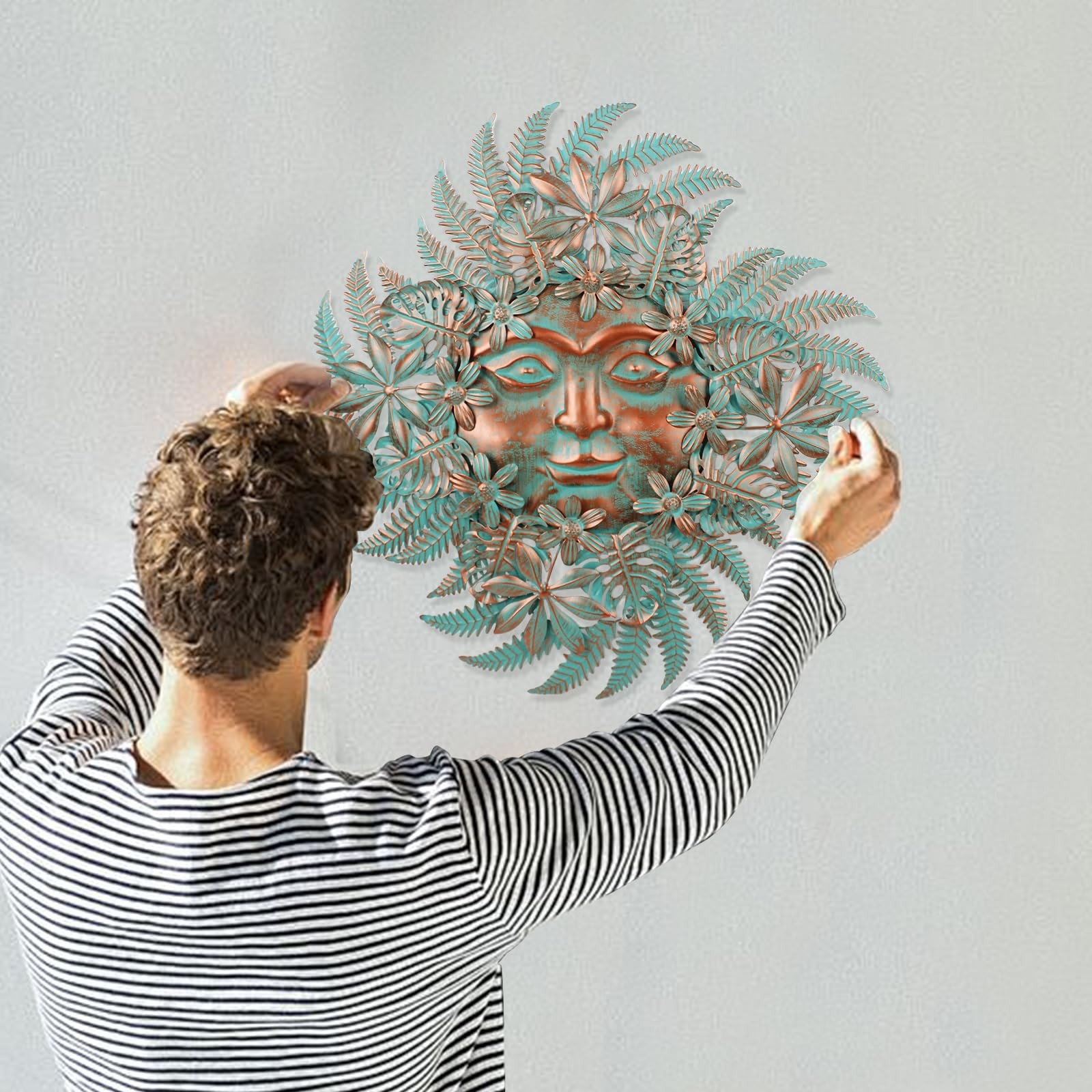 Large Metal Sun Outdoor Wall Decor, 24 Inch Sun Flower Metal Garden Wall Art,…
