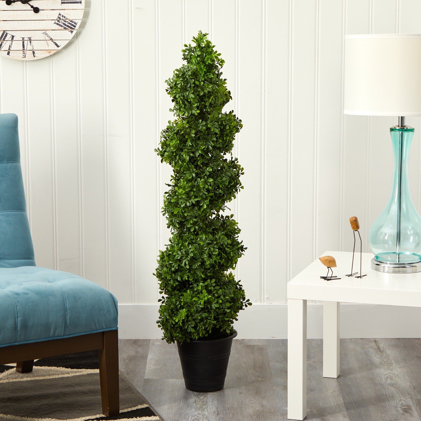 4’ Artificial Boxwood Spiral Topiary Tree UV (Indoor/Outdoor) Decor. Retail $193
