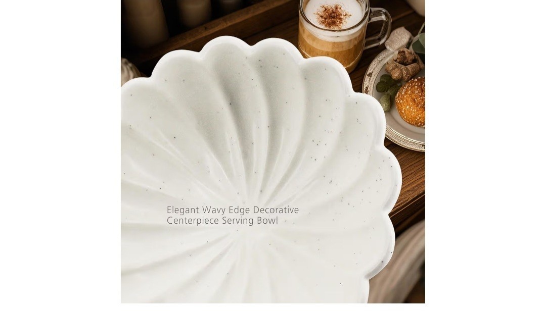 Accessoryway Large White Ceramic Footed Bowl-10.6″ Wide-NEW IN ORIG BOX