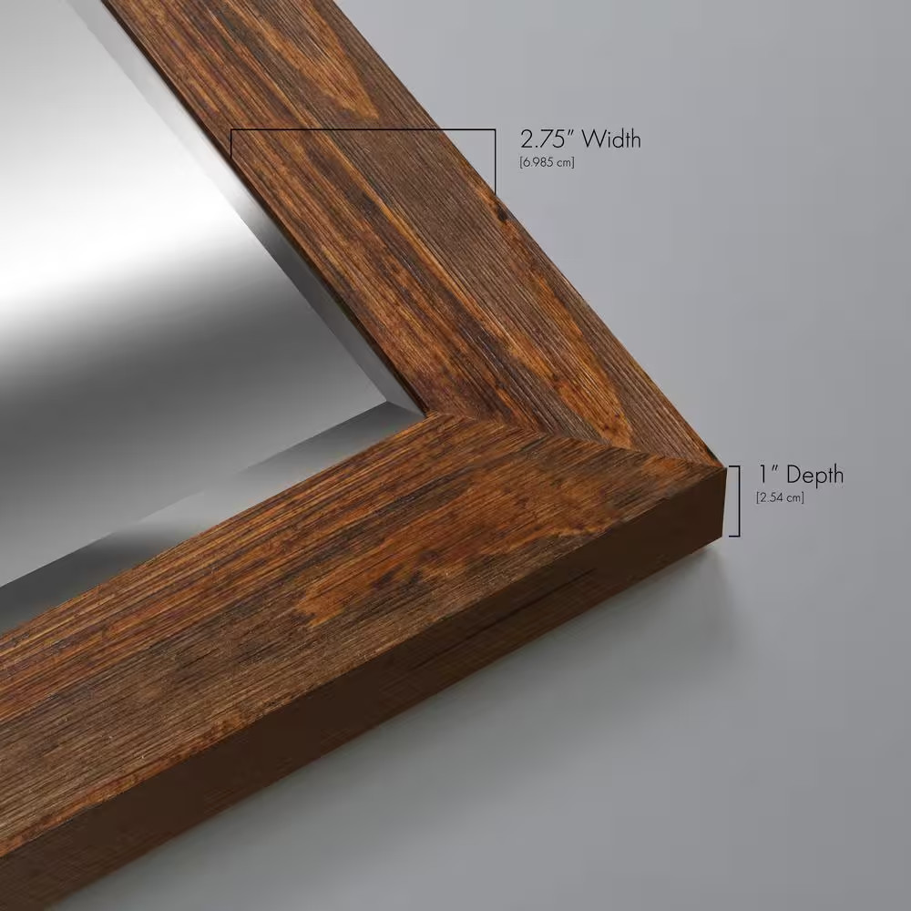 29 In. W X 41 In. H Framed Rectangle Beveled Edge Wood Mirror in Maple