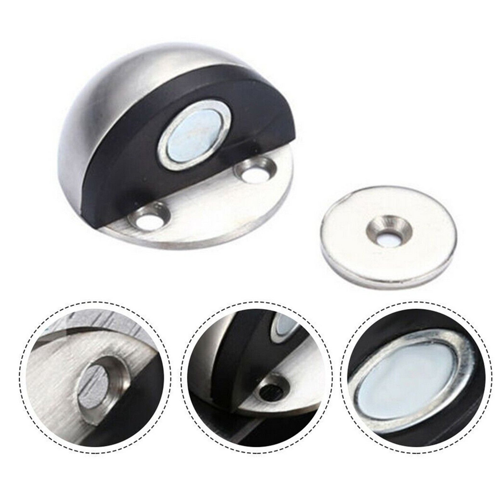 Silver Stainless Steel Magnetic Anti-collision Punch-free Door Stopper qq