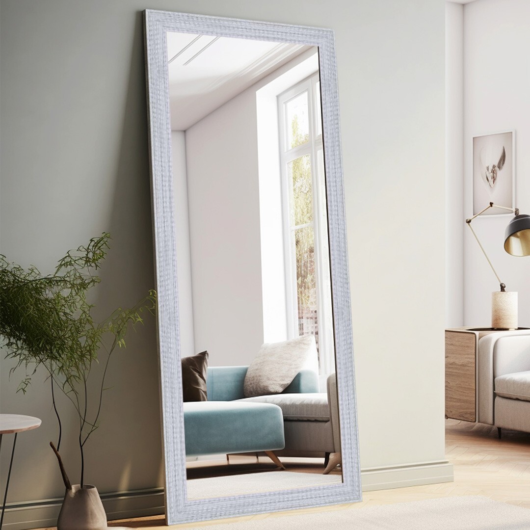 Mirror and Frame Handmade Prismis Rectangular Mirror Gray White Finish Modern