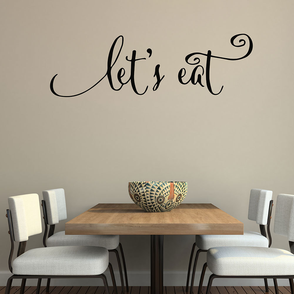 LET’S EAT Kitchen Dining Wall Words Lettering Quote Decal Sticker Rustic Decor