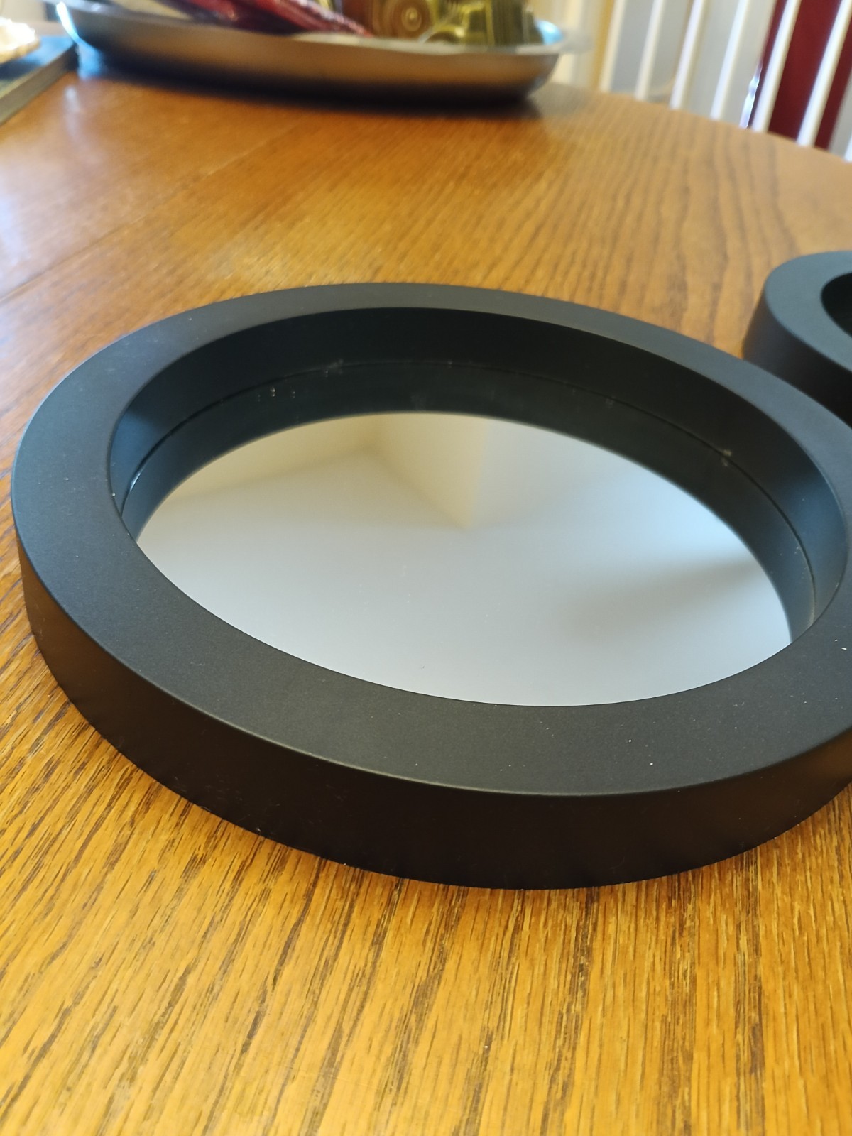 Two Black Framed Round Mirrors 1-9 In Diameter 1-7 In Diameter