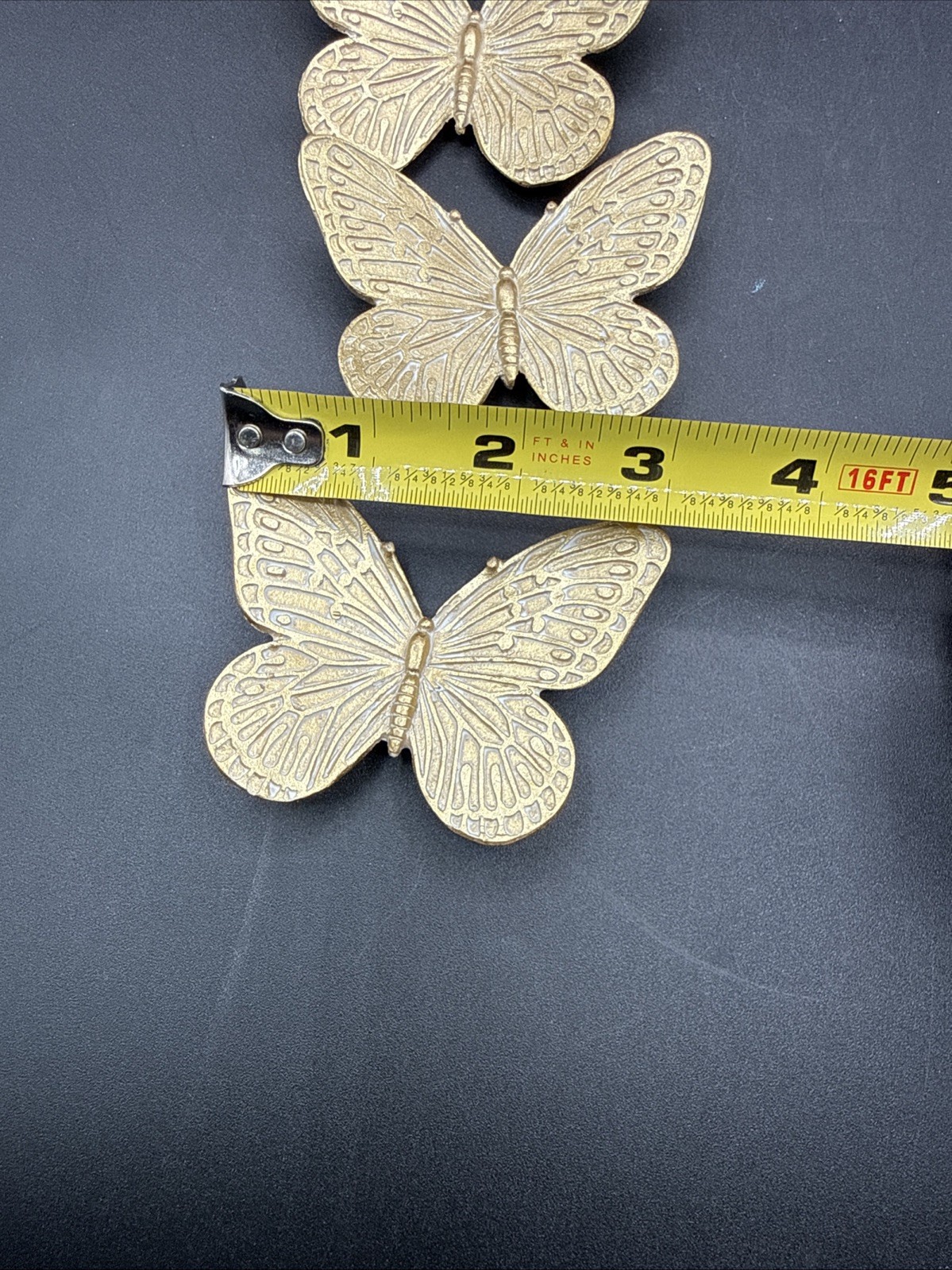Set Of 7 Resin Plastic Gold Butterfly Wall Hanging Art