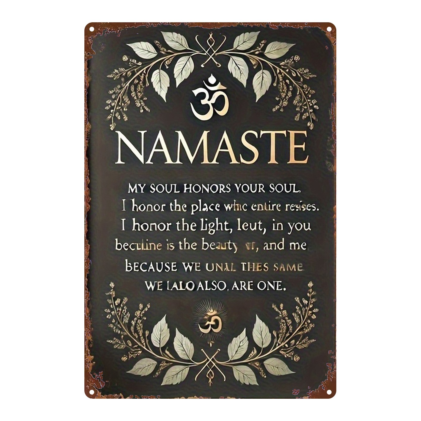 Metal Namaste Sign 8×12 Inches Vintage Wall Decor