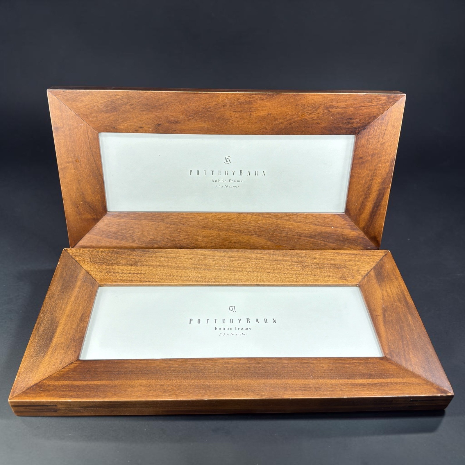 Pottery Barn Hobbs Wood Picture Frame Set of 2 Brown 3.5×10 Panoramic Tabletop
