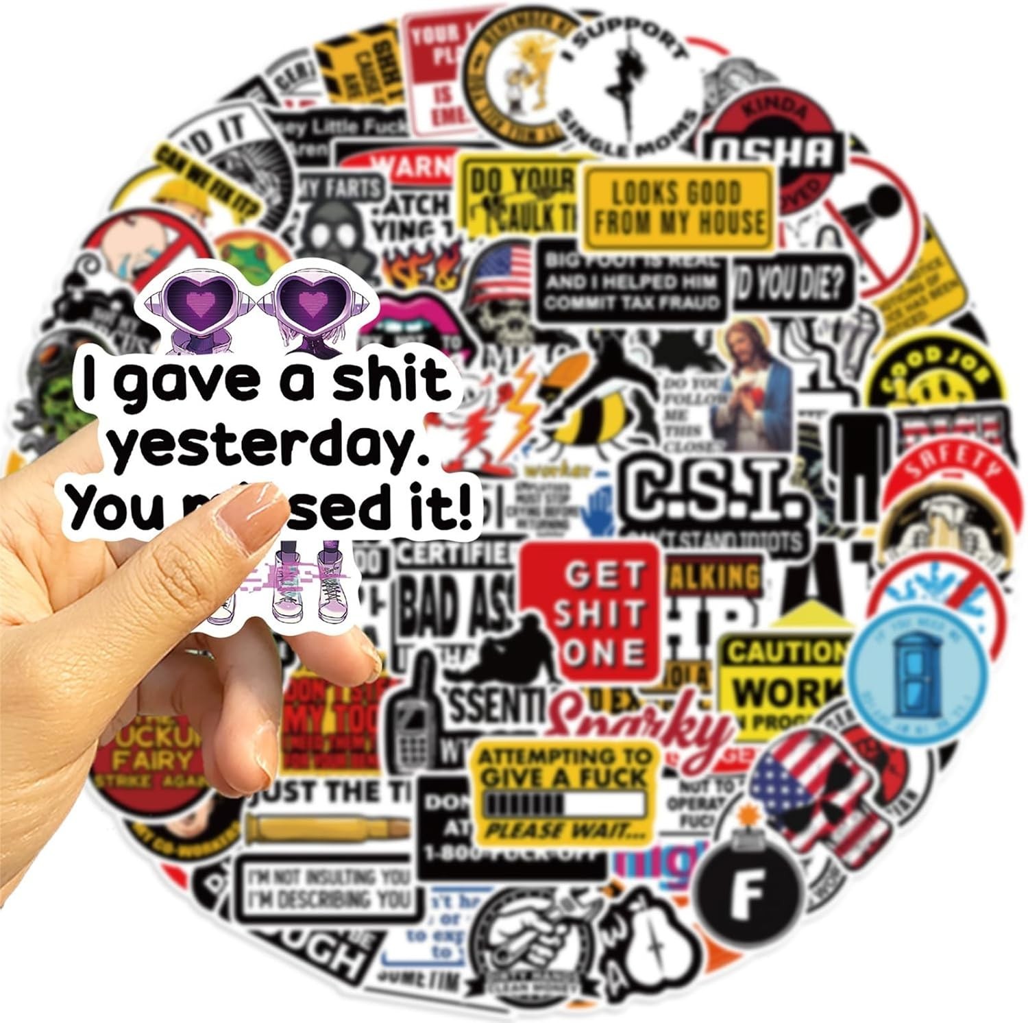 50 or 100 Pcs Funny Stickers for Adults (Dirty) Meme Water Bottles Sticker Pack