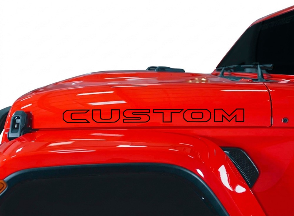 Custom Jeep Name Hood Outlined JL Style font Fits all Jeeps 2 color 30in