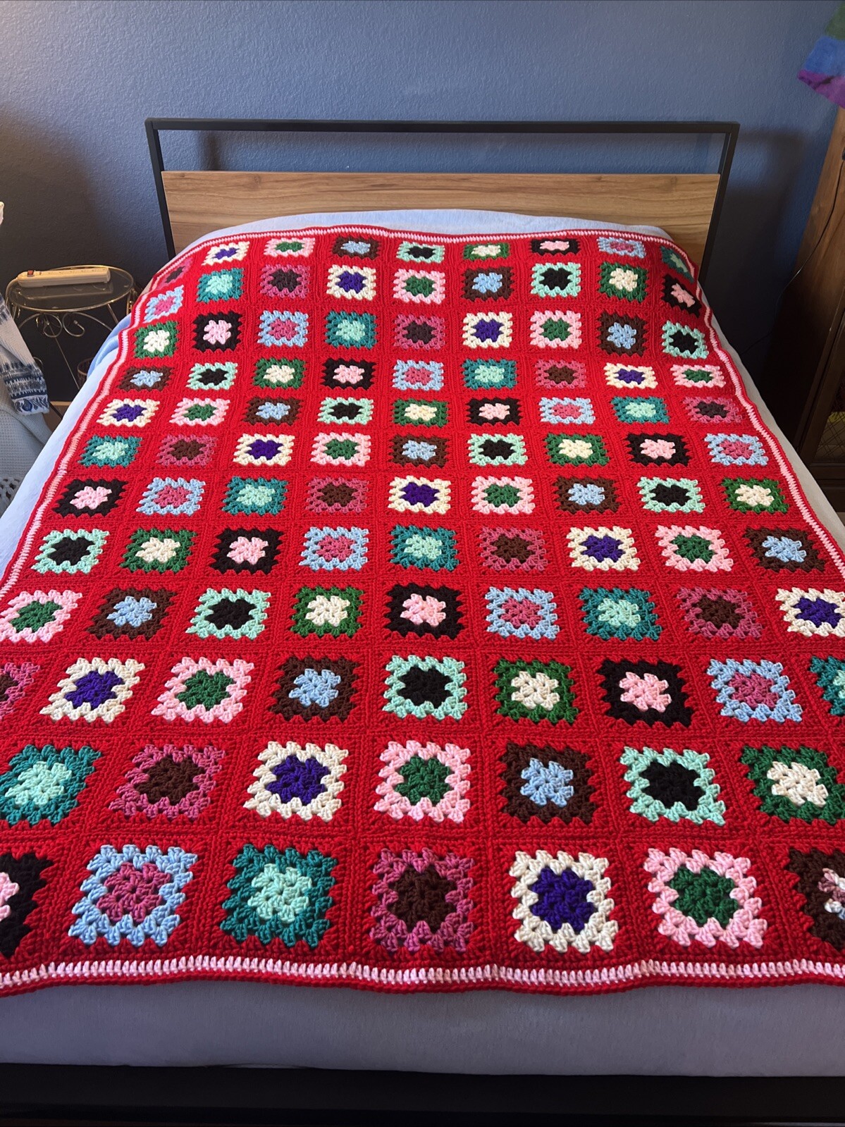 Stunning, Fabulously Made Granny Square Approx 74in X 54in Holiday Gift!