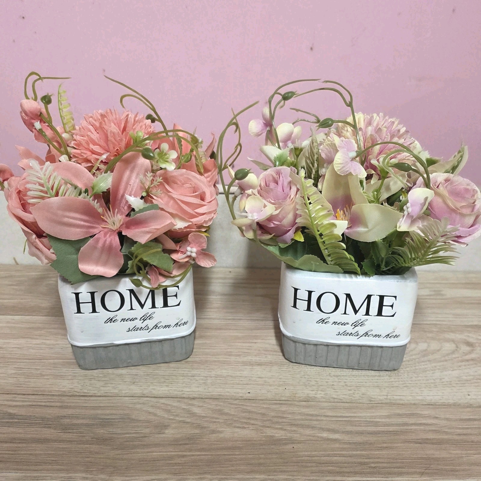 2 Pack, Artificial Flower Arrangements, Tables In Ceramic Pots, 7.5×4.5 Inch