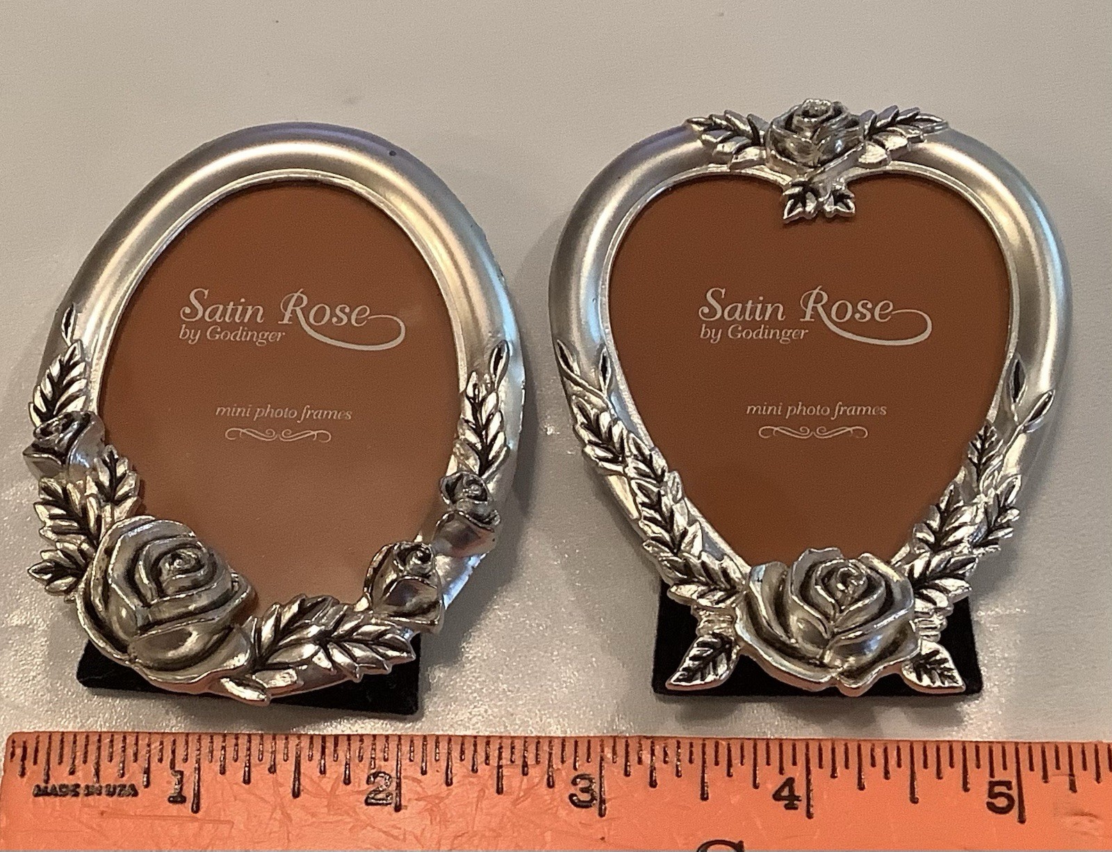 Godinger Picture Frames Silver Plated Set of 2 “Satin Rose” 1994 Vintage