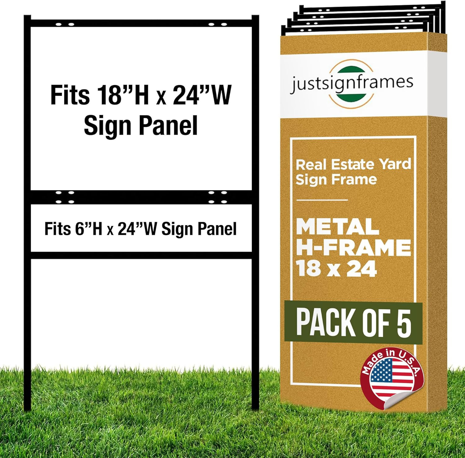 H w/Rider Frame Sign – Stakes Real Estate H Yard (5-pack) Metal Steel Frame Yard