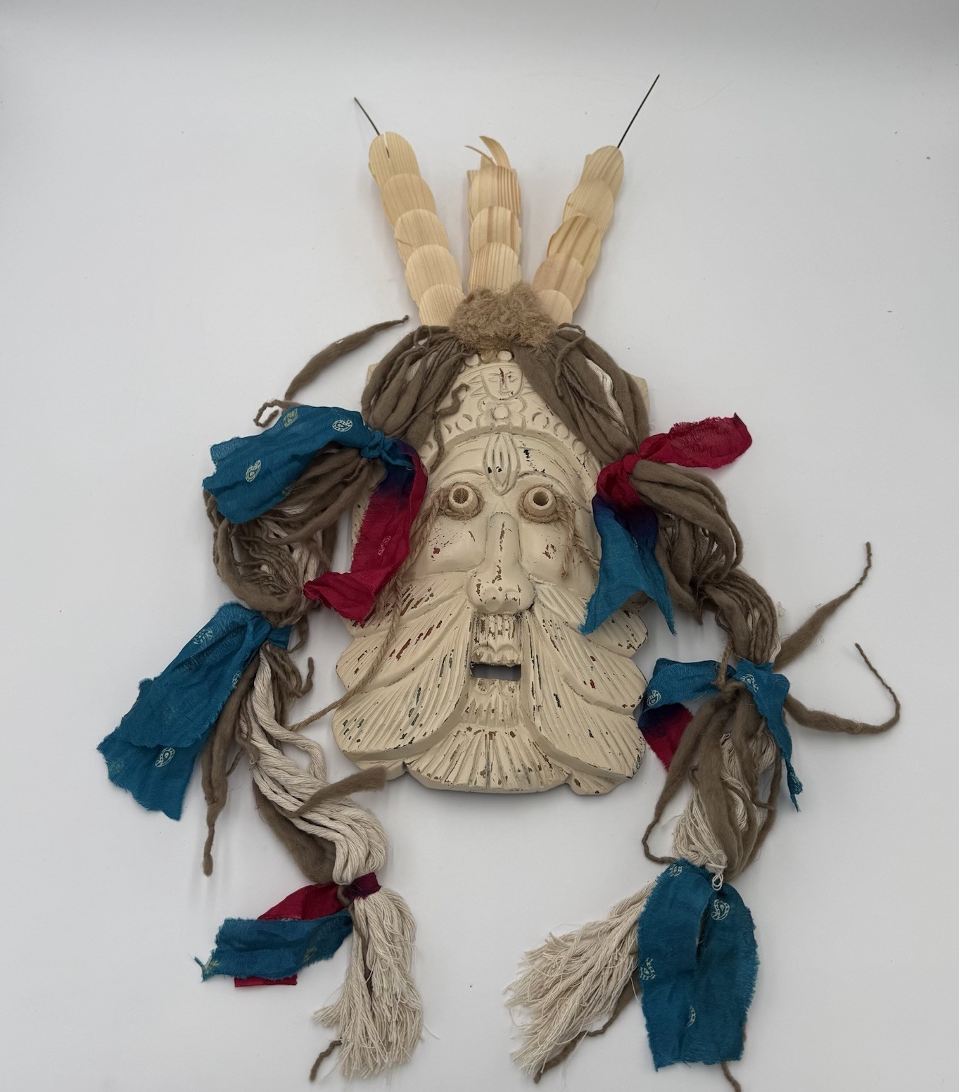 Vtg Mixed Media Folk Art Wall Mask Shaman Tribal Bohemian Decor 31″ Named Willie