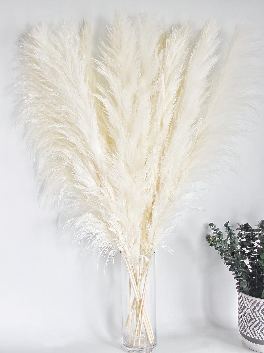 White Pampas Grass Decor 46″ Tall Stems 10 Pieces Large Boho Home Decor