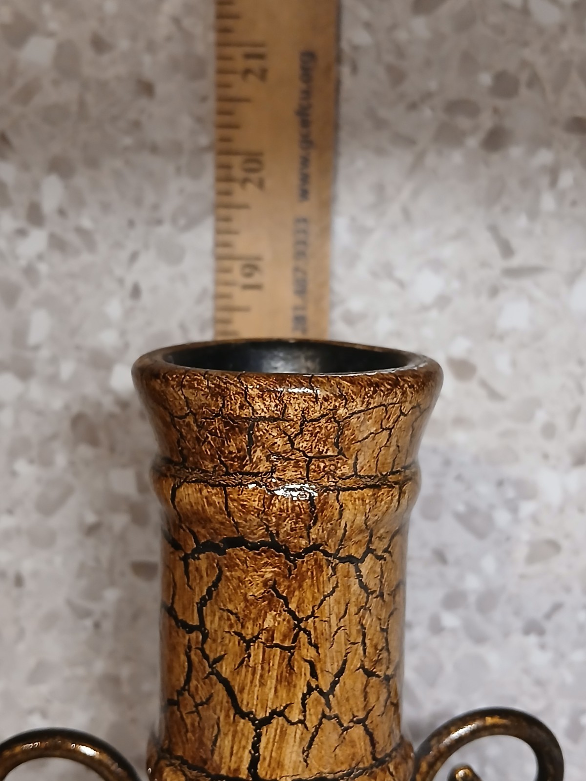 Leopard Print Safari Tall Vase With Mettal Scroll 18-inch Tall 8 Inch Wide