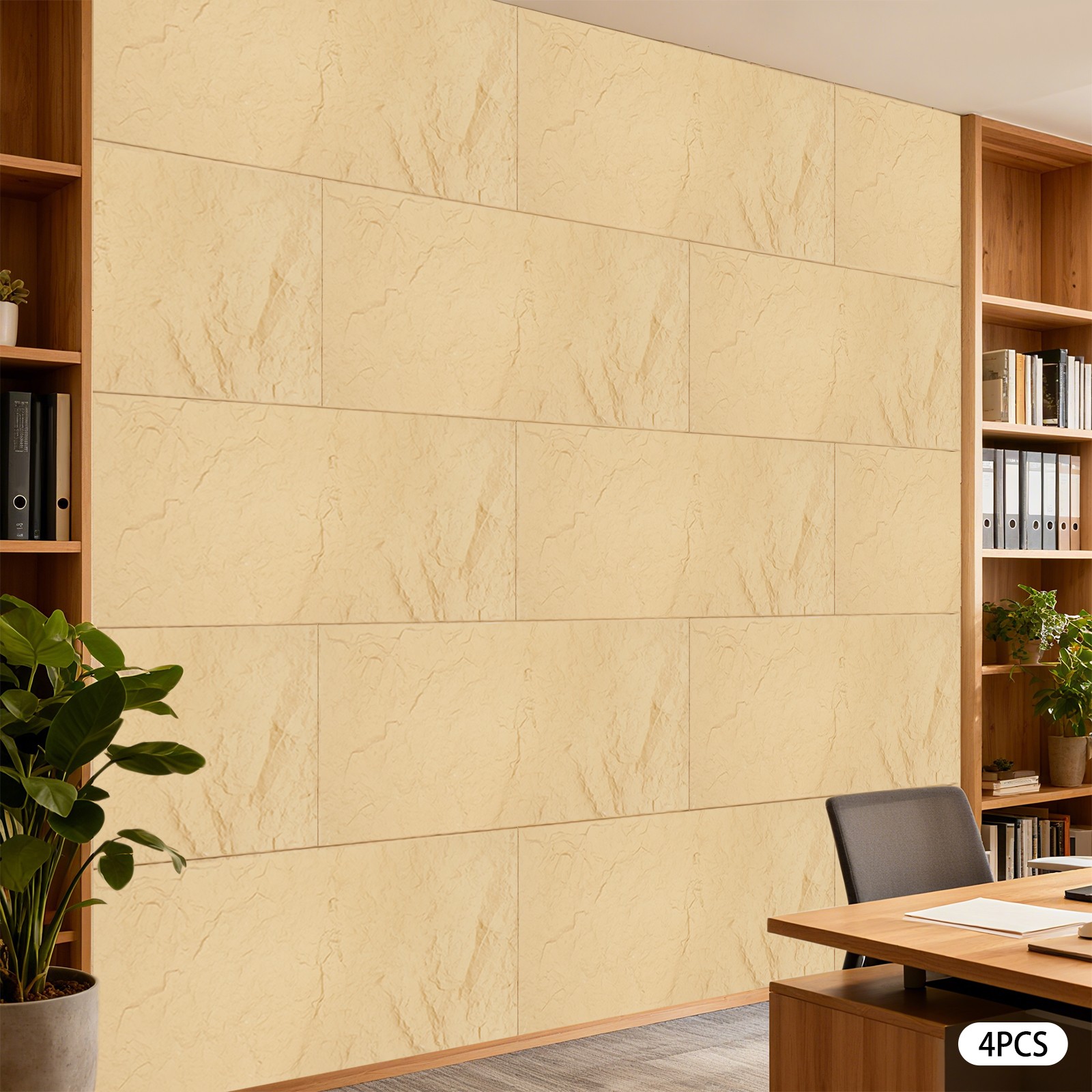 4PCS PU Panels Faux Stone Wall Panels for Interior Wall Decor Home Office