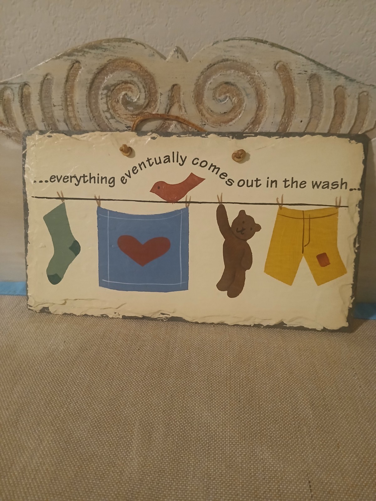 Plain Jane Slate Art “Everything Eventually Comes Out in the Wash” Laundry Sign