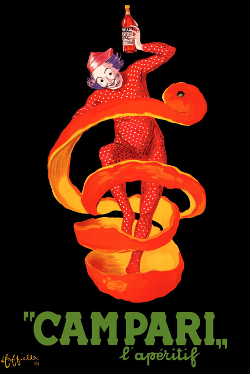 CAMPARI APERITIF ORANGE PEEL CLOWN DRINK ITALY CAPPIELLO VINTAGE POSTER REPRO