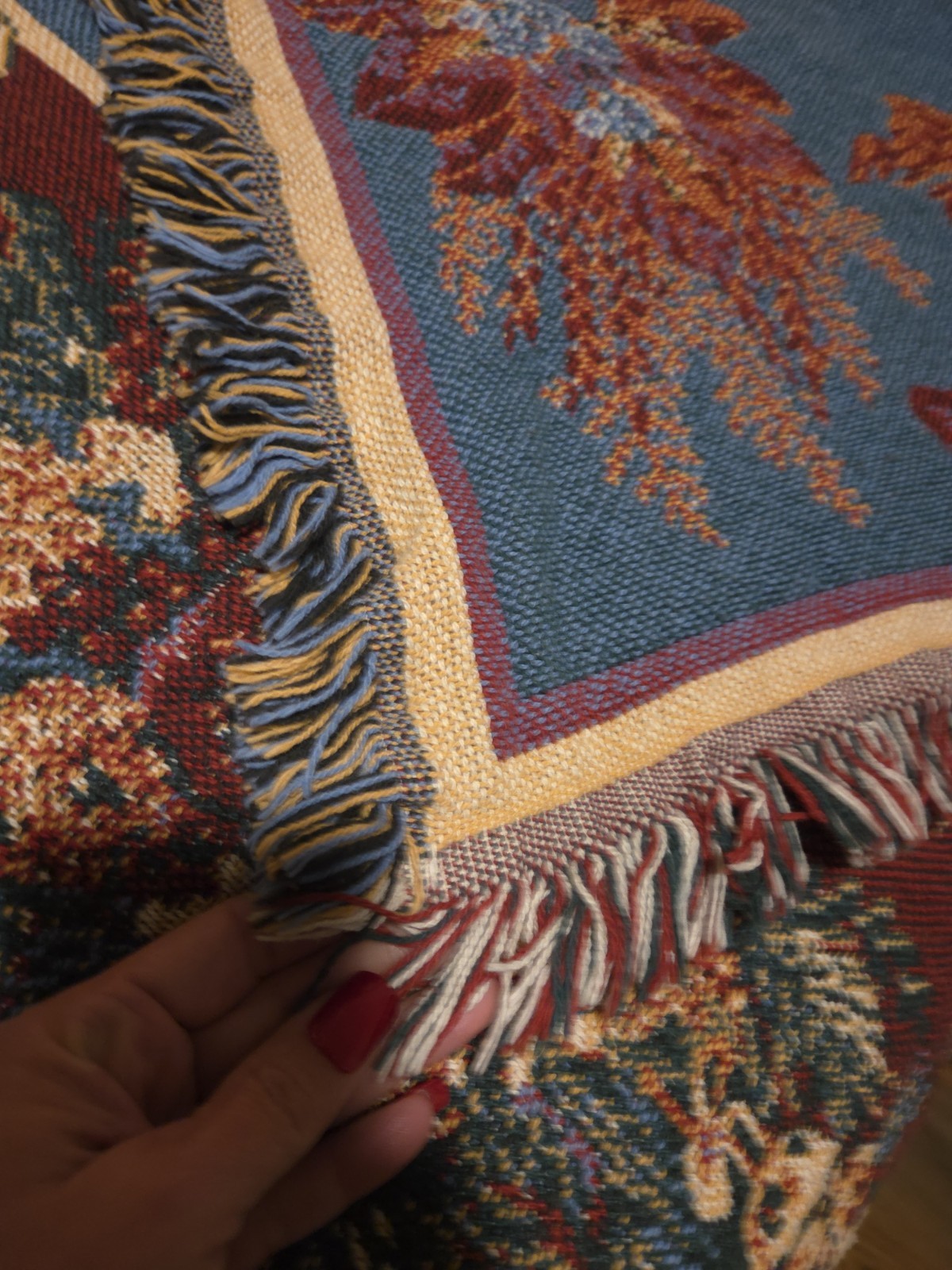 Williamsburg Goodwin Weavers Seasonal Blanket 100% Cotton Reversible 46×64″