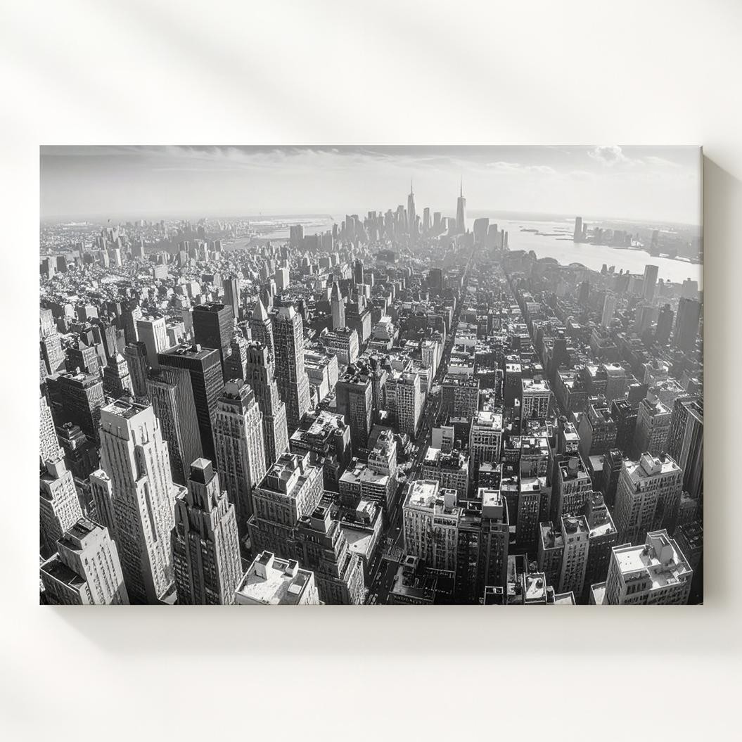 Wall Art Monochrome Urban Skyline Canvaspanoramic Black & White Cityscape
