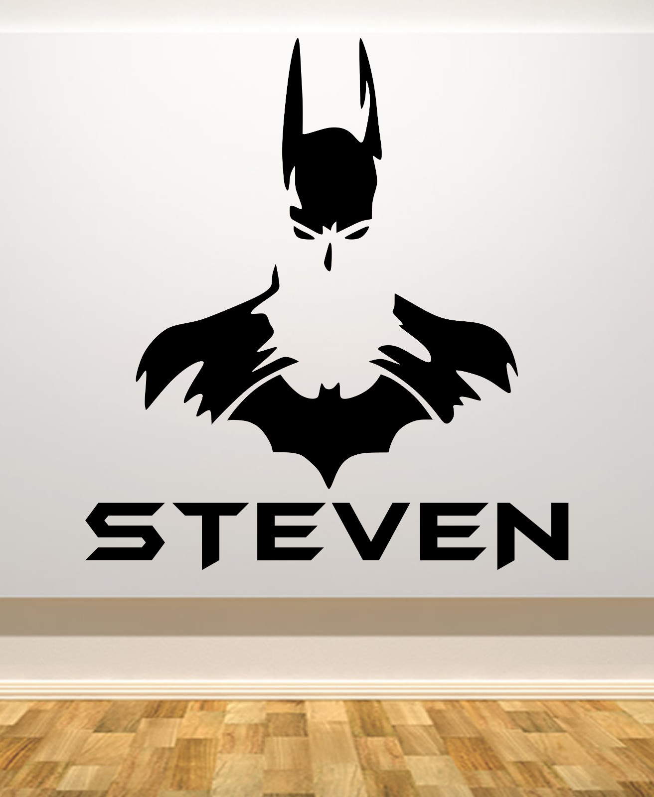 BATMAN PERSONALIZED LARGE WALL VINYL DECAL W/ NAME 22″ TALL YOUR CHOICE OF COLOR