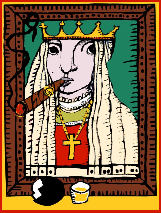Quality POSTER.Queen smoking Cigar.Room Office Bar Home Decor art print.q645