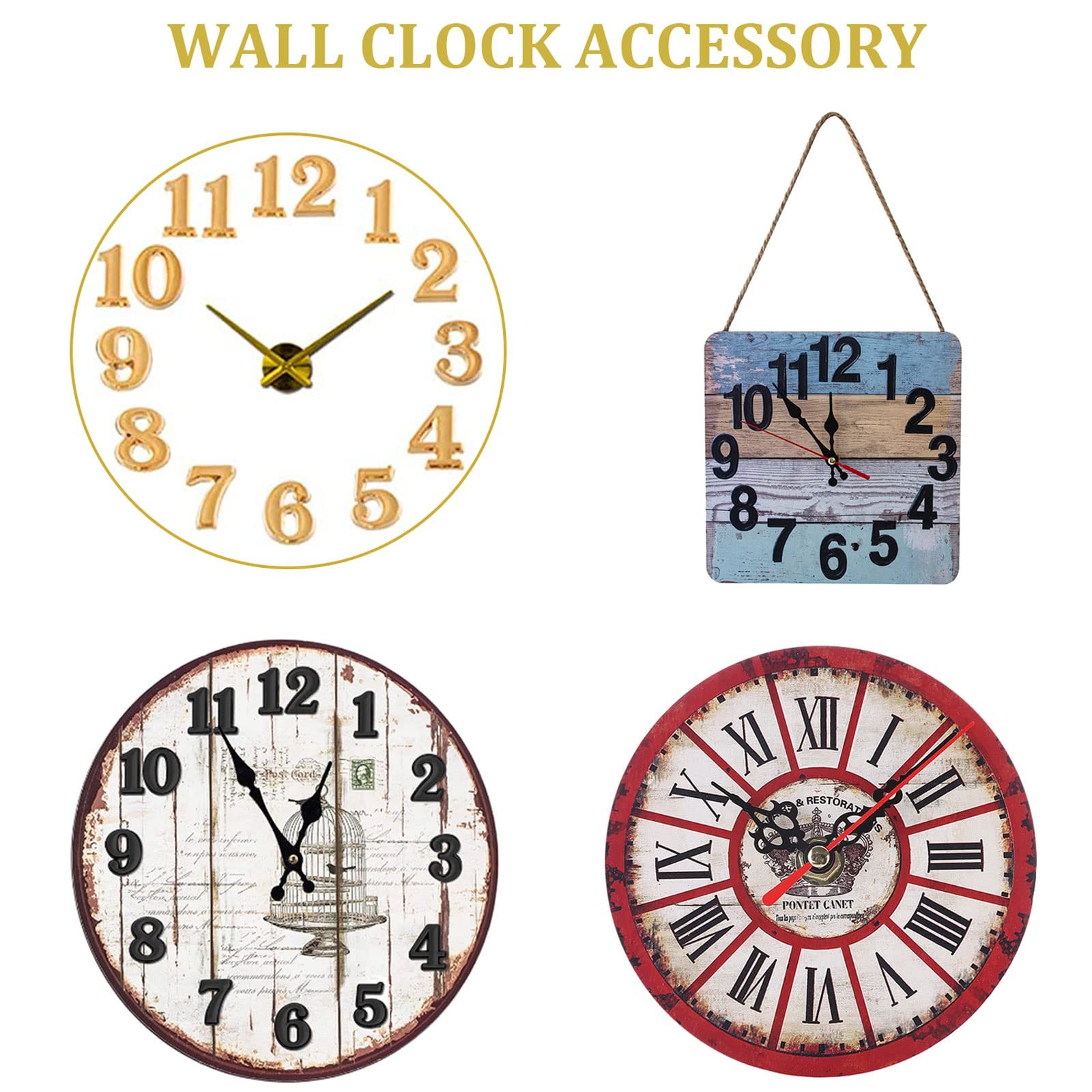 6Pcs Clock Numerals Kit Arabic Roman Numbers for DIY Repair Parts Replacement