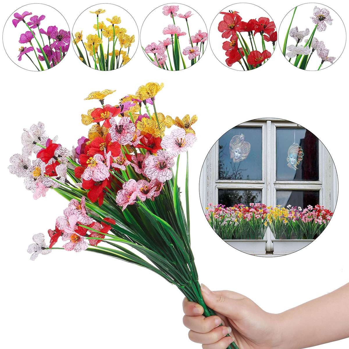 Lot Artificial Flowers Outdoor UV Resistant Boxwood Fake Plants Shrubs Decor