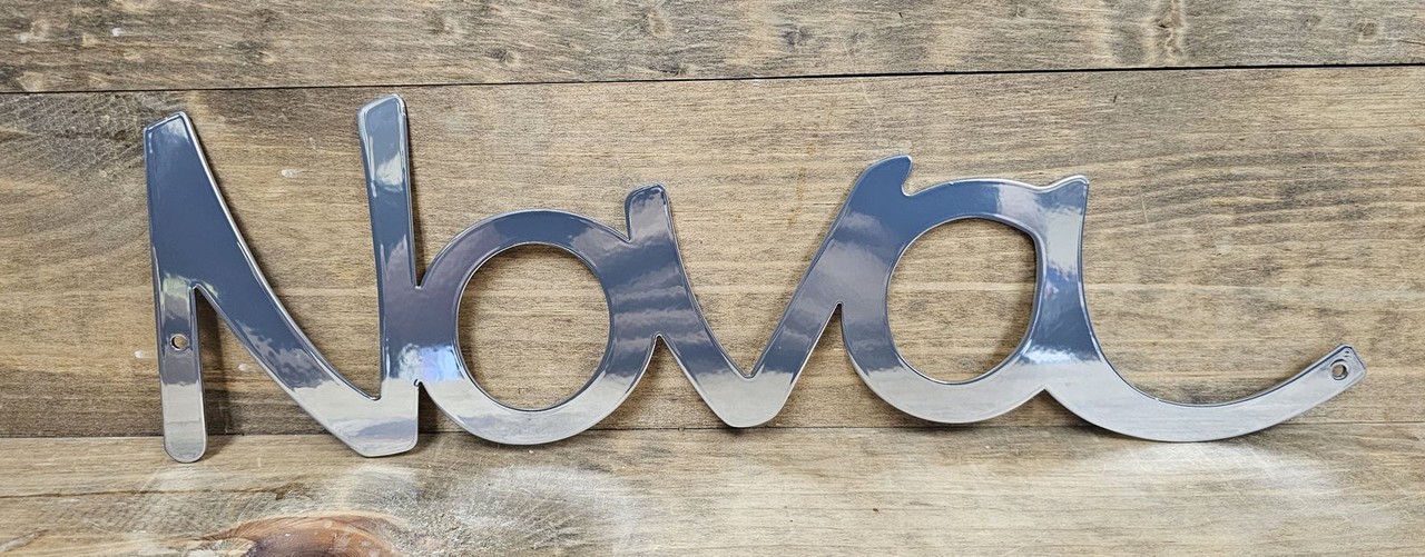 Chevy Nova Script Chrome Steel Sign