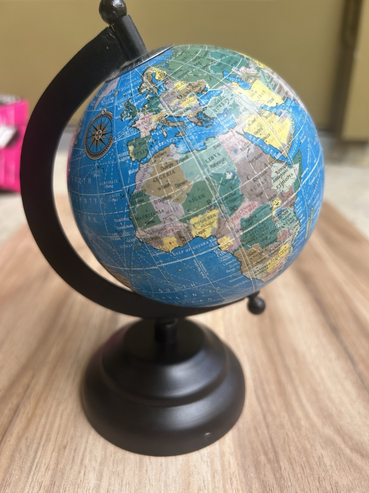 Tabletop Rotating World Globe, Blue Ocean, Black Base Included, Plastic
