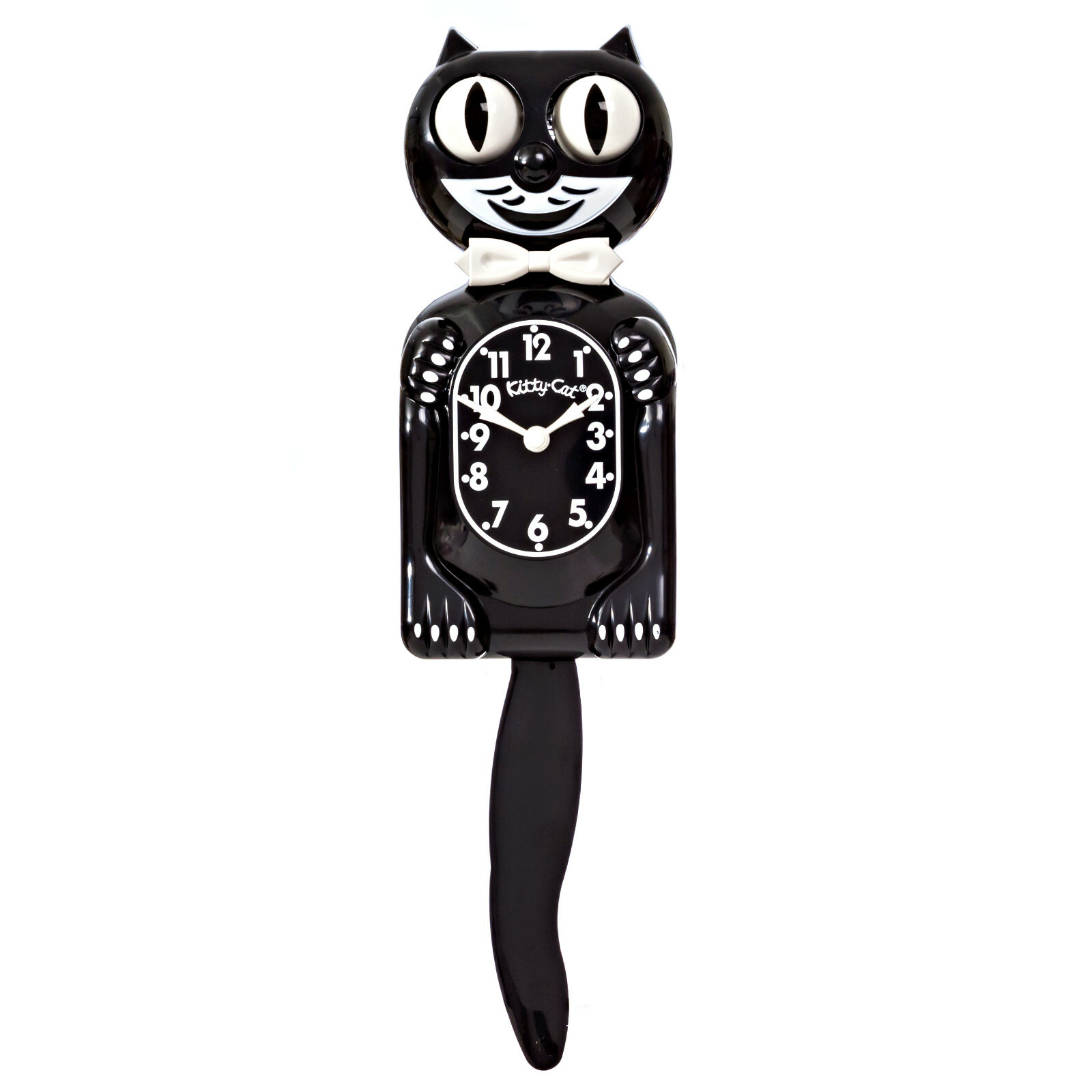 BLACK KITTY CAT CLOCK (3/4 Size) 12.75″ Free Battery MADE IN USA Kit-Cat Klock