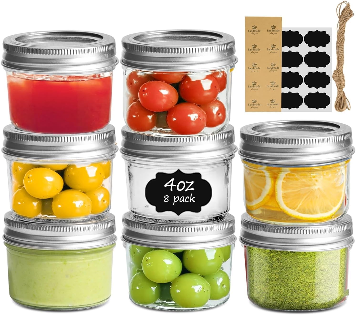 ComSaf Mini Mason Jars 4oz – 8 Pack, Regular Mouth 4oz*8 regular mouth, Clear